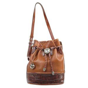 Brighton Vintage 90s Bucket Bag Crossbody Leather